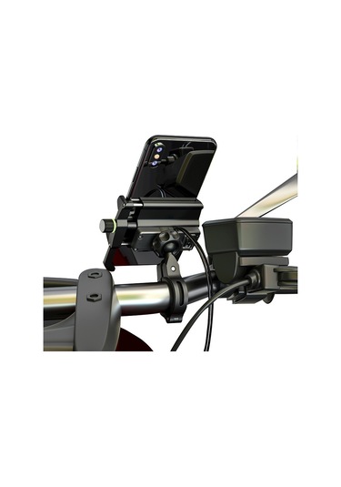 Kewig M6-s 12v Motosiklet Suya Dayanıklı Alüminyum Alaşımlı Cep Telefonu Braketi Qc3.0 Hızlı Şarj İle Siyah Siyah