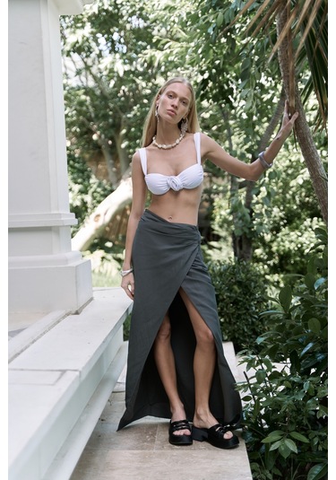 Fabriyonto Asimetrik Antrasit Uzun Etek Antrasit