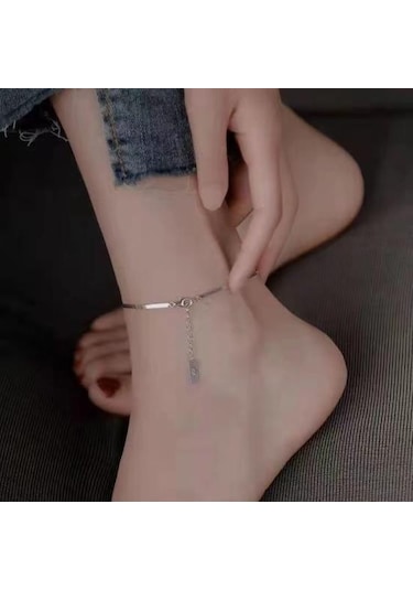 Basit Kadın Halhal Ayarlanabilir Uzatma Uzunluğu Ayak Zinciri Kolye Ayak Bilezik Şık Takı Hediye Gümüş