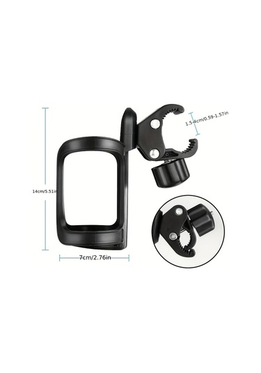 Cordial Siyah Pp Bisiklet Bardak Tutucu 360 Derece Döner Elastik Tutuş Çocuk Arabası Aksesuarı Siyah