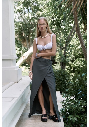 Fabriyonto Asimetrik Antrasit Uzun Etek Antrasit