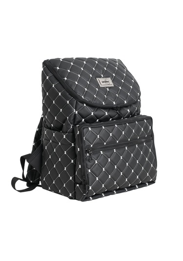 Kapitone Desenli Anne/bebek Bakım Çantası - Beyaz Nakışlı-zeybe Siyah