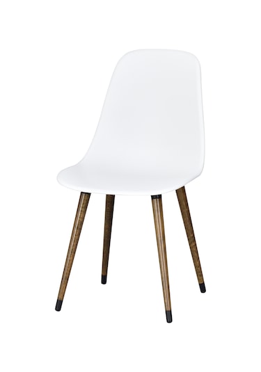 Vilinze Eames Kestane Ahşap Ayak Plastik Beyaz Sandalye