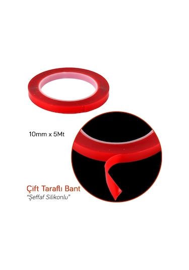Carpi 10 Mm x 5 Mt Çift Taraflı Silikonlu Bant Şeffaf Br6570171