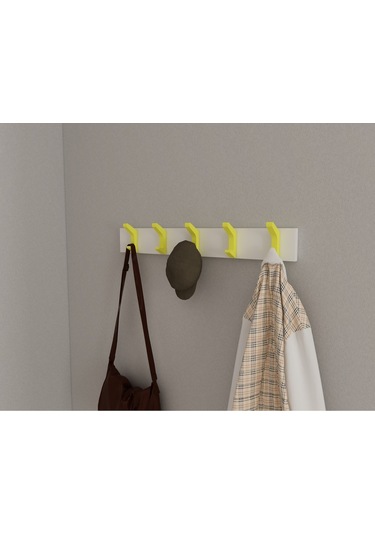 Hepsi3boyutlu Modern Duvar & Kapı Kanca Askılık - 5 Adet Sarı Kanca Askılık - Model No : 2 Sarı