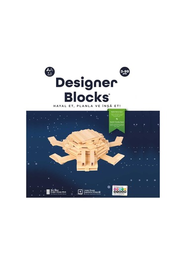 Designer Blocks 100 Doğal Ahşap Parça 3+ Yaş 1+ Oyuncu