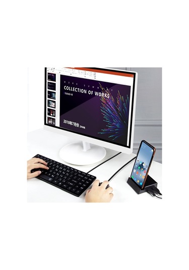 V105 Usb-c / Tip-c - Usb 2.0 X 3 + Usb-c / Tip-c + Hdmı + Ses Bağlantı Noktası + Sd / Tf Kart Okuyucu Çok Fonksiyonlu Telefon Standı Hub Bağlantı İstasyonu