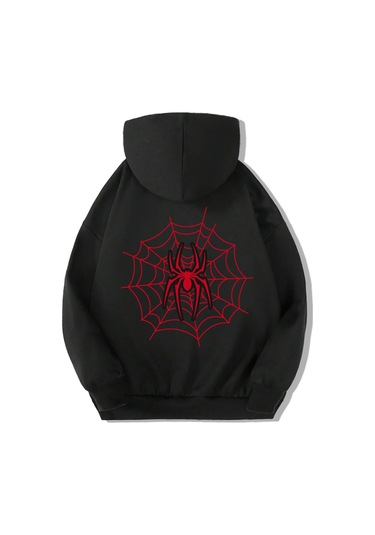 Brz Kids Unisex Çocuk Spider Hoodie Siyah