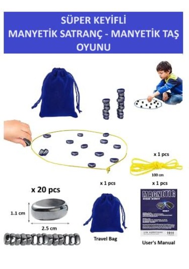 Süper Keyifli Manyetik Satranç-20 Taşlı Manyetik Güçlü Taş Oyunu