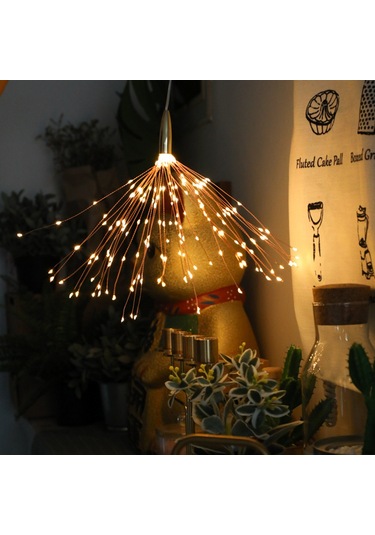 Symbee Led Atışık Işık 180 Işıklı Pilli Kumanda Gümüş Tel Sıcak Beyaz Bahçe Noel Dekorasyon Işığı Diğer