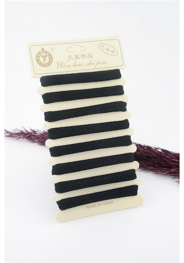 Kadın Siyah 8'li Lastik Toka Seti Siyah-Tek Ebat Siyah