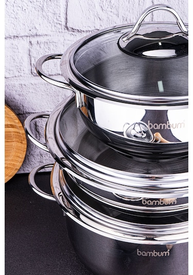 Harmony 8 Parça Çelik Tencere Seti Gümüş