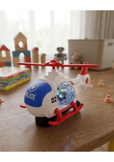 Polis Tasarımlı Devriye Partisi: Işıklı Müzikli ve Pilli Oyuncak Polis Helikopteri