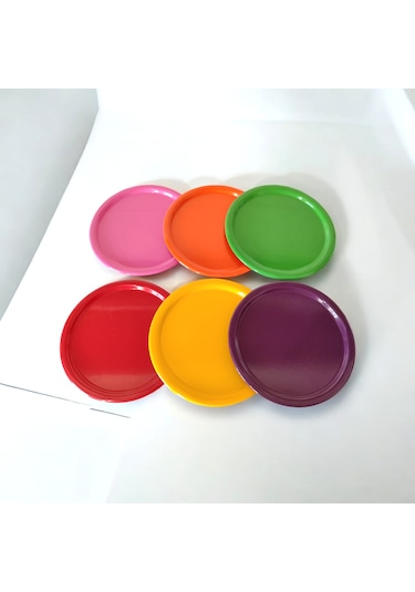 Metal Tepsi Metal Tabak 6 Adet Yuvarlak Çay Ve Kahve Sunum Tepsis