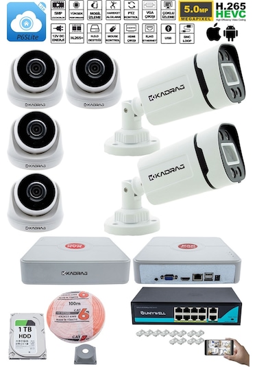 Ip Güvenlik Kamera Seti - 4 İç Mekan Ip Kamera, 2 Dış Mekan Ip Ka