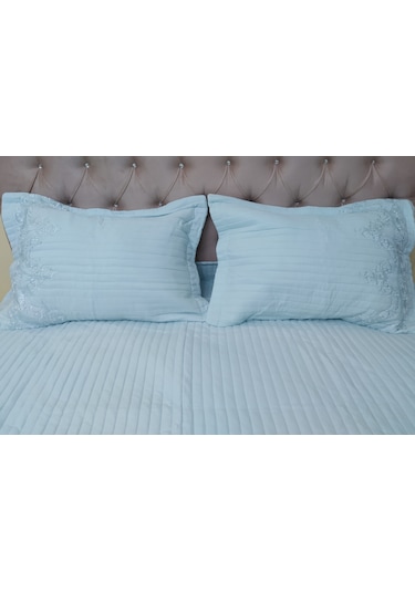 Yatak Örtüsü Zmrt Çift Kişilik Dantelli Açık Yeşil Pamuk Açık Yeşil