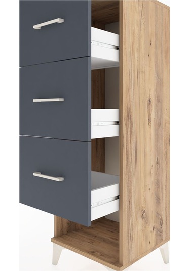 Hyperion Dolap 3 Çekmeceli 44x44x134 Çam-antrasit Atlas Çam
