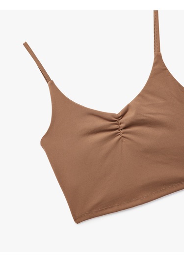 Koton Kolsuz U Yaka Büzgülü Sporcu Sütyeni Vizon 6wak30114nk 02x