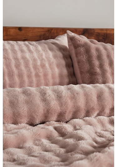 Bubble Battaniye Seti Tek Kişilik Pudra Pudra