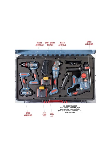 Stechend SXS402 20 V Şarjlı Set 4 Parça ( SX22 + SX44 + SX52 + SX32 Aküsüz )