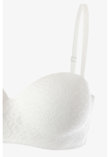 Kadın Dolgusuz Lez Dantelli Desteksiz Straplez Sütyen Ekru