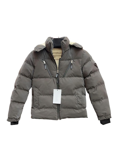 Erkek Çocuk / Kız Çocuk Çapraz Fermuar Model Kapüşonu Çıkabilen İçi Peluş Astarlı Antrasit Renk Mont Antrasit