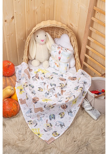 Dijital Baskılı 6lı Çok Amaçlı Müslin Örtü Seti - 75x75 Çok Renkli