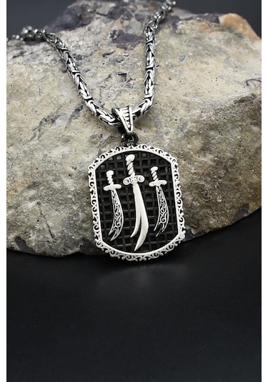 Hz. Ali Zülfikar Kılıcı 925 Ayar Gümüş Kolye Kral Zincir 2mm 902420 Gümüş