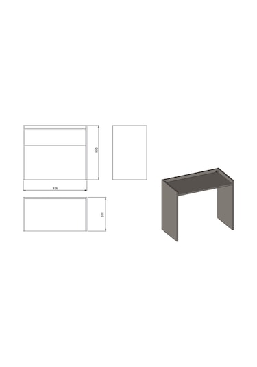 Basic Çalışma Masası - Beyaz Beyaz