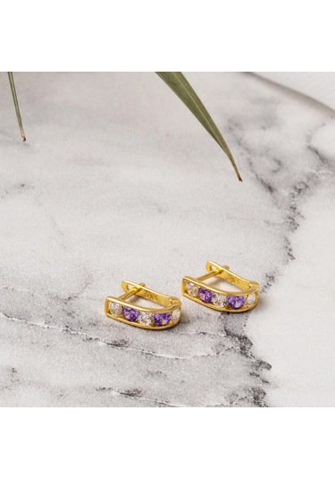 Bilezikci 14 Ayar Altın Mor Bebek Küpesi KP20091