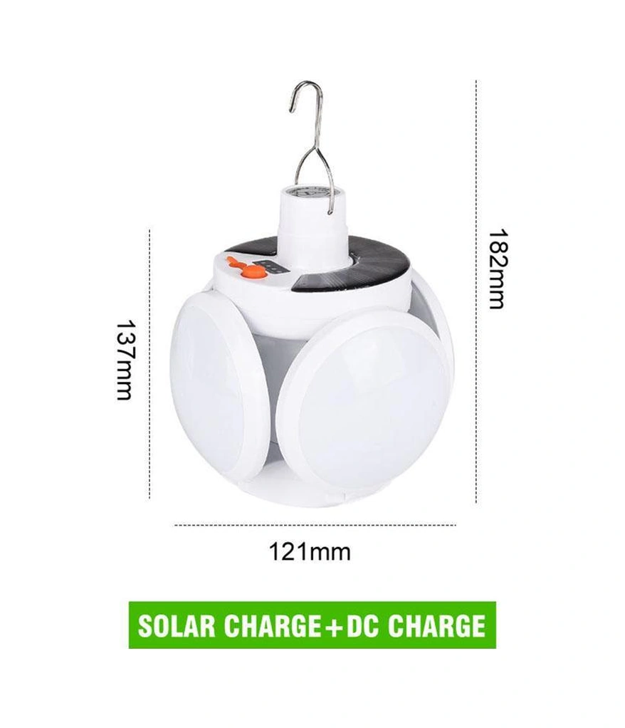 Sge Teknoloji Güneş Enerjili Solar 5 Taraflı Katlanabilir Bahçe Aydınlatma Lamba Işık Beyaz