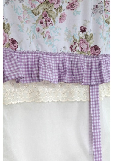 Potlu Tül Perde Provence Fırfırlı Rose Lila