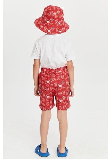 Benitto Kids Erkek Çocuk Desenli Bucket Şapka 7007-kırmızı