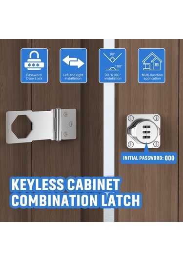 Aubyhe Güvenli Çift Kapılı Dolap Kilit Seti - 2 Adet Şifreli Kilit, Dosya Dolabı Ve Çekmeceler İçin Dayanıklı Metal Tasarım