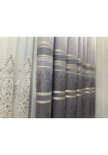 Nivemeshome Ft632255 V-5422 Antakya Gri 1/3 Sık Pileli Fon Perde Apm Gri