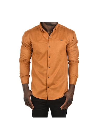 Deepsea Erkek Taba Çıtçıtlı Süet Gömlek 2500556 Taba