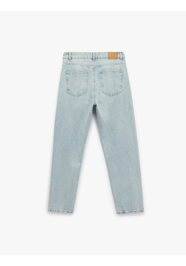Koton Normal Bel Pamuklu Vintage Straight Fit Jean Pantolon Açık İndigo 6wam40018ıd Açık İndigo
