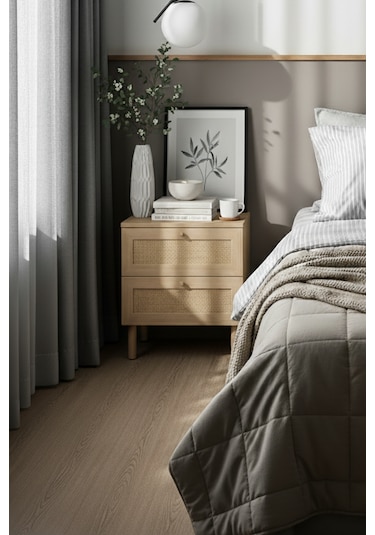 Baru 2 Çekmeceli Komodin Ceviz - Kahverengi