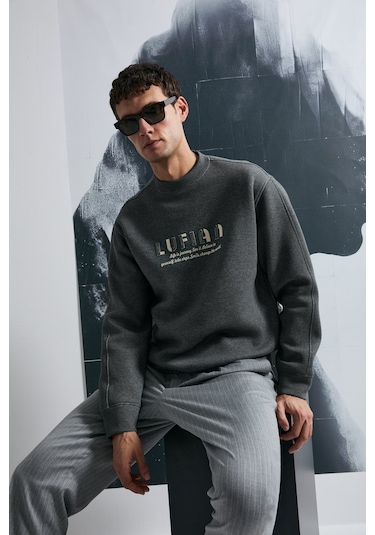 Lufian Erkek Oracle Sweatshirt 112030178 Antrasit Antrasit