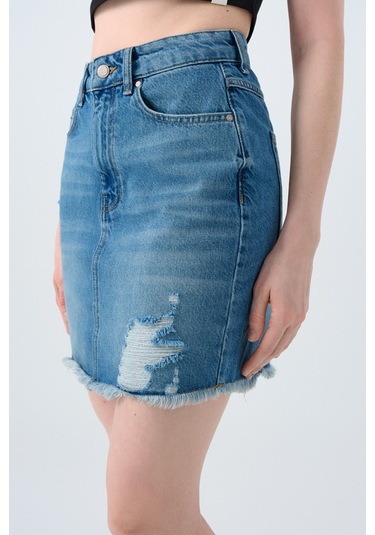 Loft Goddess Mid W Kadın Etek Lf2039813 Mavi