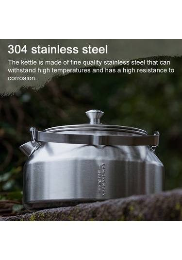 Tenfowee 1l Paslanmaz Çelik Kamp Çaydanlığı - Hafif Ve Dayanıklı Outdoor Çay/kahve Demleme Gümüş