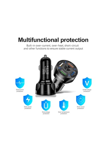 Yaozixa 35w 7a 4usb Arabalık Şarj Cihazı - Qc3.0 Hızlı Şarj - Dört Cihazı Eş Zamanlı Şarj Edin - Beyaz Opp Paket