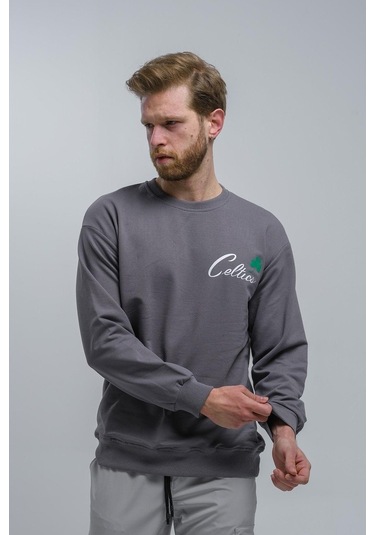 Celtics Önü Ve Arkası Baskılı Düşük Omuz Unisex Bisiklet Yaka Swe