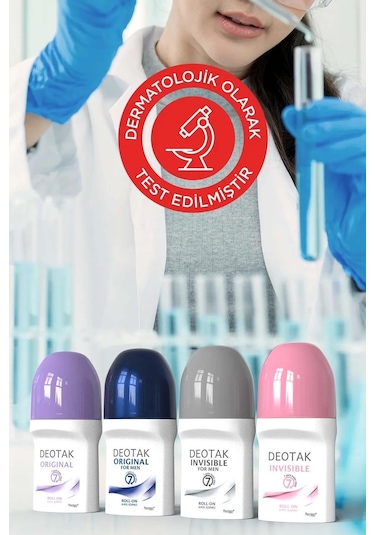 Deotak Invisible Erkek 7 Güne Kadar Etkili Roll-on Deodorant 35 ML x 4 adet