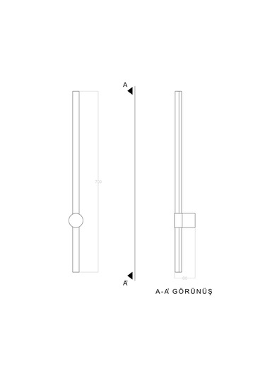 Voxlamp Rod Led Duvar Aplik Xl 70 Cm Siyah