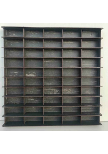 50 Araçlık Eskitme Siyah Ahşap Hobi Araba Rafı Kişiye Özel İsiml