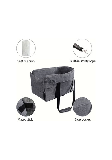 Geeksen Köpek Ve Kediler İçin Taşınabilir Konsol Araç Koltuğu, Çıkarılabilir Kol Dayanağı, Yumuşak Yastık Ve Emniyet Kemeri