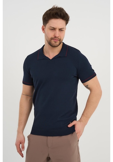 Alexander Gardi Alexandergardı Resort Yaka Triko T-shirt Lacivert