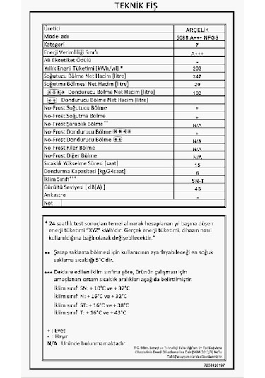 Arçelik 5088 NFGS A+++ 505 LT NoFrost Çift Kapılı Buzdolabı - Siyah