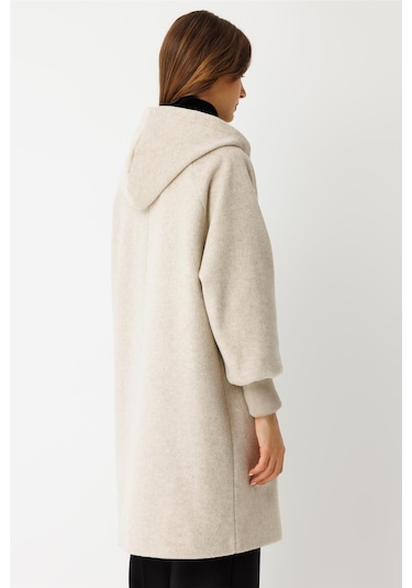 Fermuar Kapamalı Kapişonlu Kaban Taş Taş